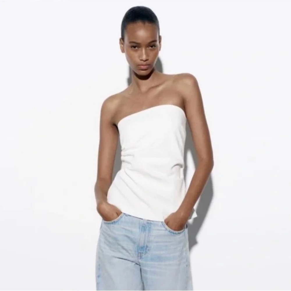 Zara White strapless top